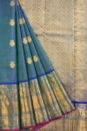 Blue Handloom Vaira Oosi Bridal Kanjivaram Silk Saree 10069166