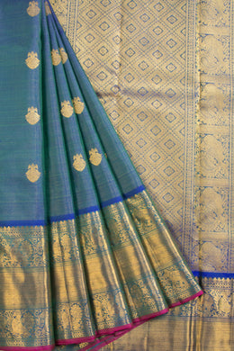 Blue Handloom Vaira Oosi Bridal Kanjivaram Silk Saree 10069166