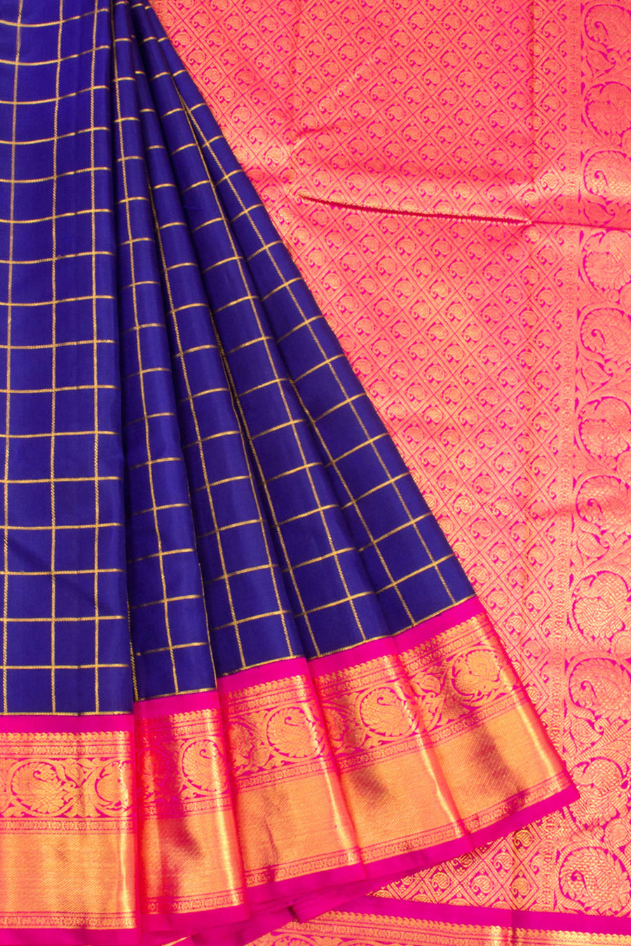 Blue Handloom Korvai Kanjivaram Silk Saree 10069173 - Avishya