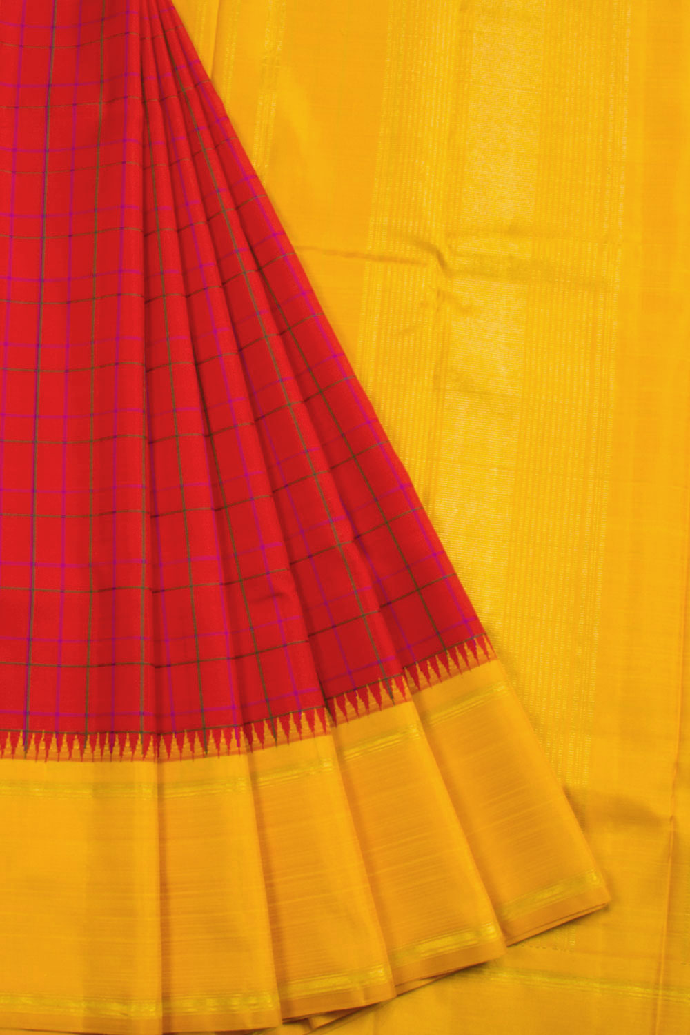 Red Handloom Korvai Kanjivaram Silk Saree 10069183