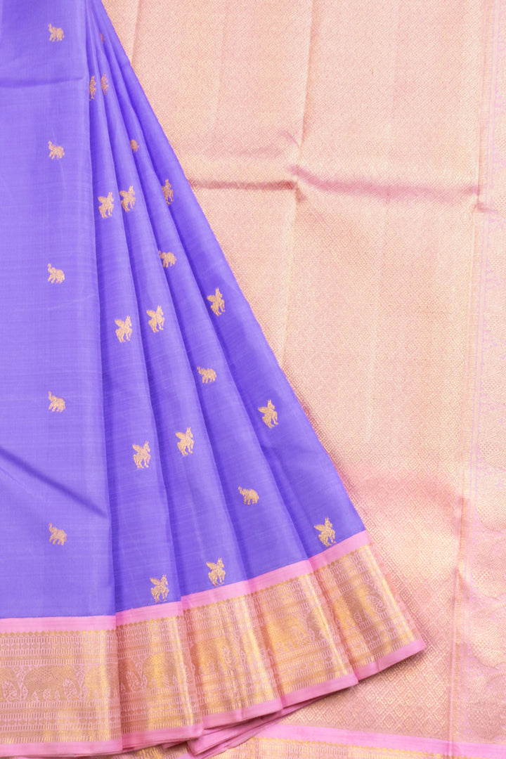Lavender Handloom Korvai Kanjivaram Silk Saree 10069188