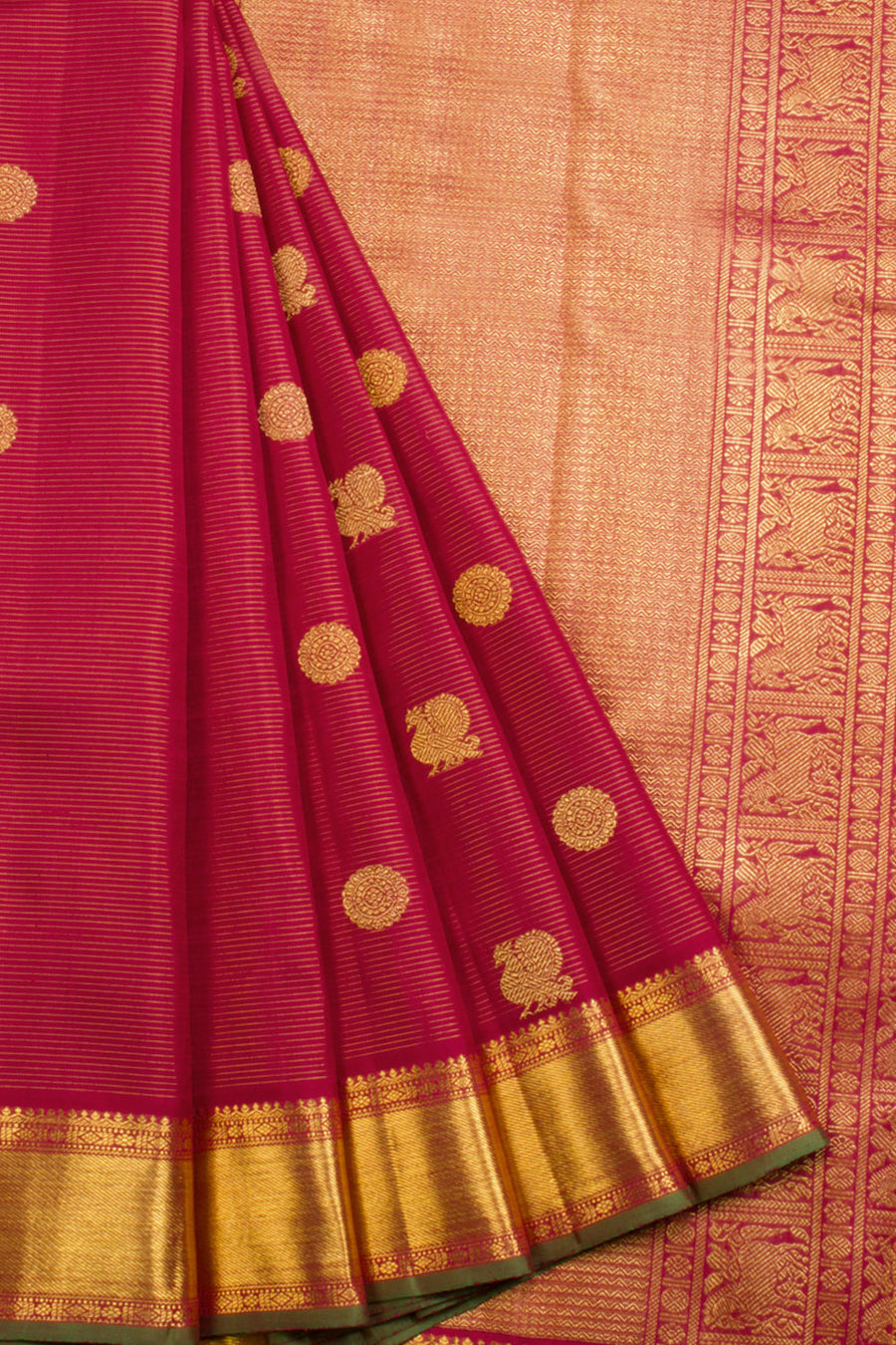 Red Handloom Vaira Oosi Bridal Kanjivaram Silk Saree 10069192 - Avishya