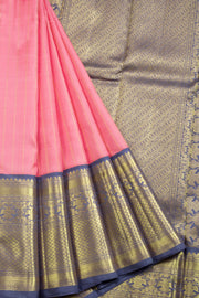 Peach Handloom Korvai Kanjivaram Silk Saree 10069196 - Avishya