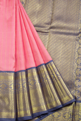 Peach Handloom Korvai Kanjivaram Silk Saree 10069196 - Avishya