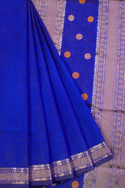 Blue Handloom Kanchi Silk Cotton Saree 10069253 - Avishya