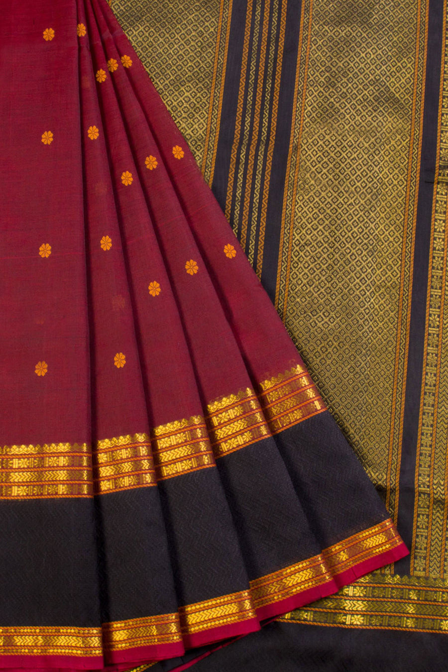Maroon Handloom Kanchi Silk Cotton Saree 10069256 - Avishya
