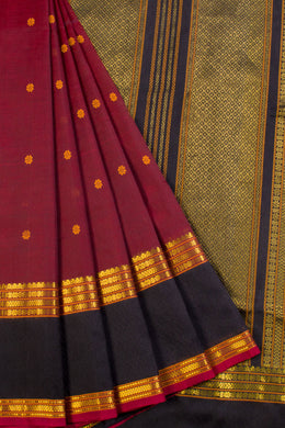 Maroon Handloom Kanchi Silk Cotton Saree 10069256 - Avishya