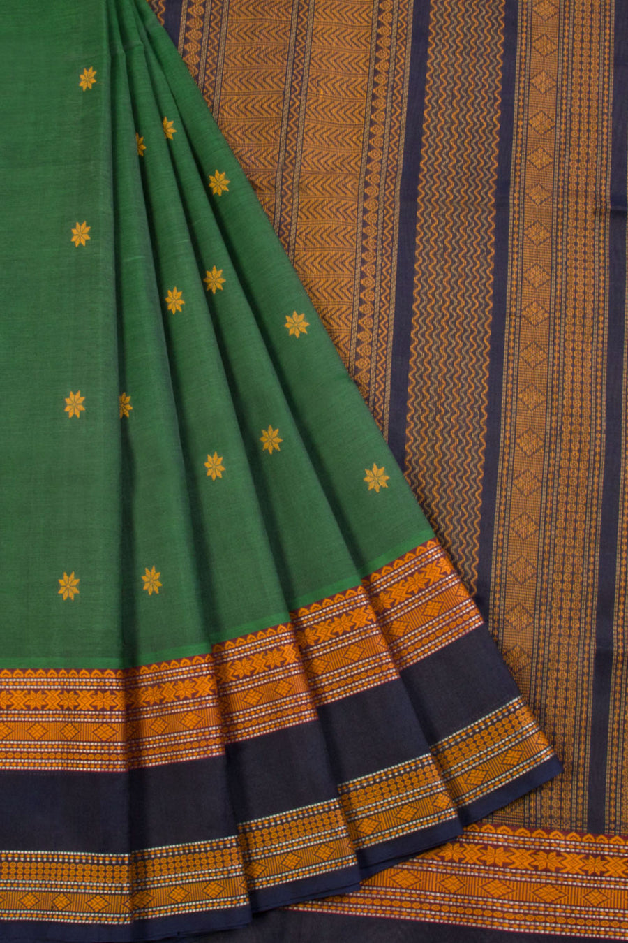 Green Handloom Kanchi Silk Cotton Saree 10069257 - Avishya