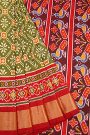 Moss Green Handloom Pochampally Ikat Silk Saree 10069824