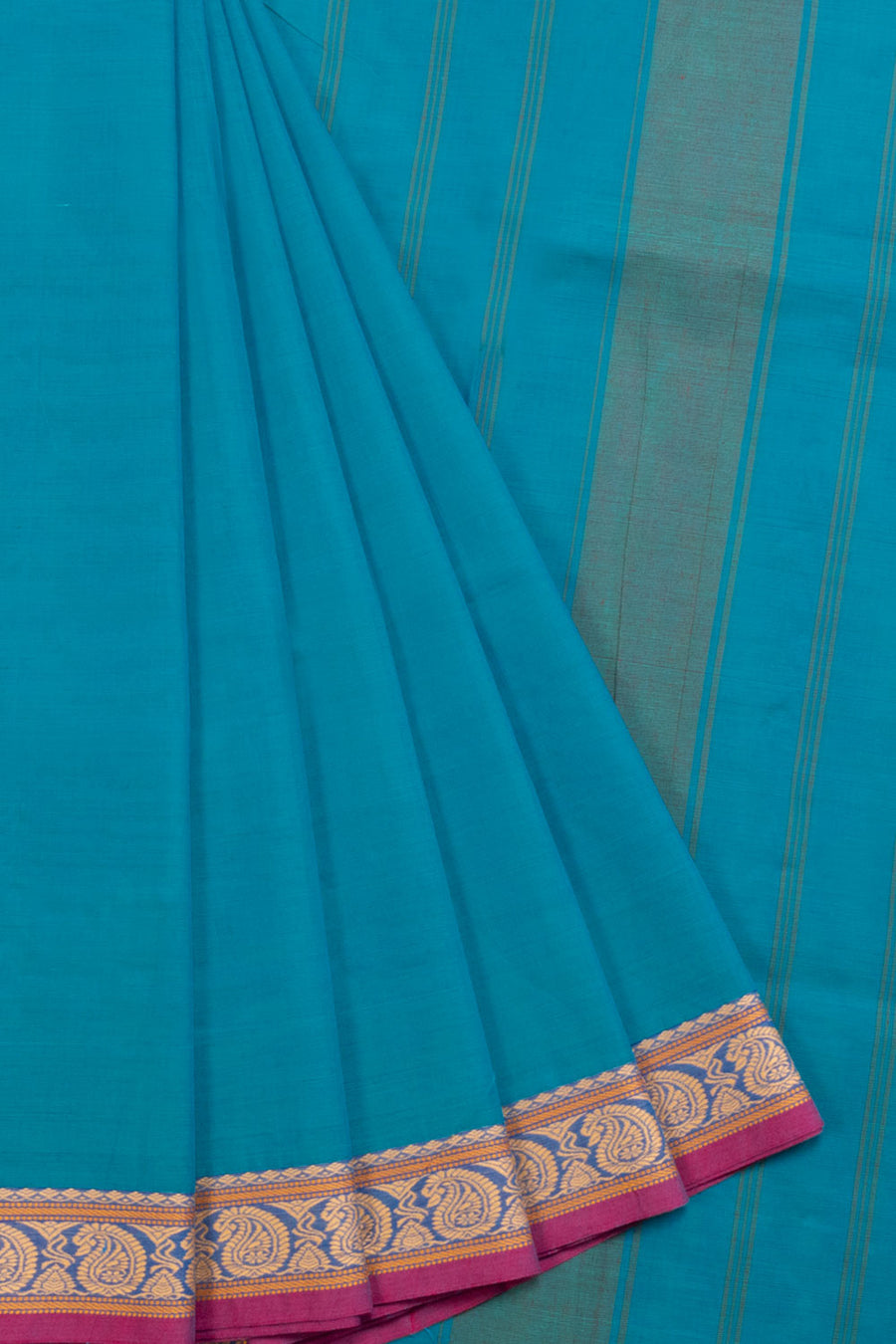 Blue Handwoven Kanchi Cotton Saree 10069289 - Avishya