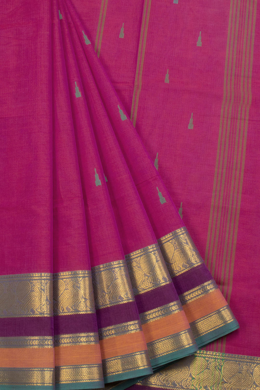 Magenta Handwoven Kanchi Cotton Saree 10069346 - Avishya