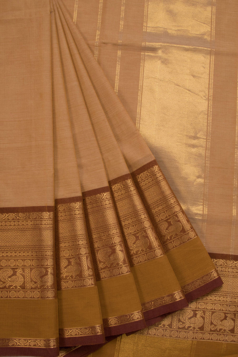 Grey Handwoven Kanchi Cotton Saree 10069386 - Avishya