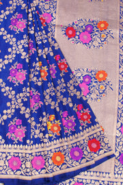 Blue Handloom Banarasi Katan Silk Saree 10069397 - Avishya