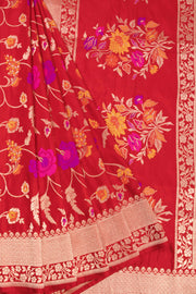 Red Handloom Banarasi Katan Silk Saree 10069398 - Avishya