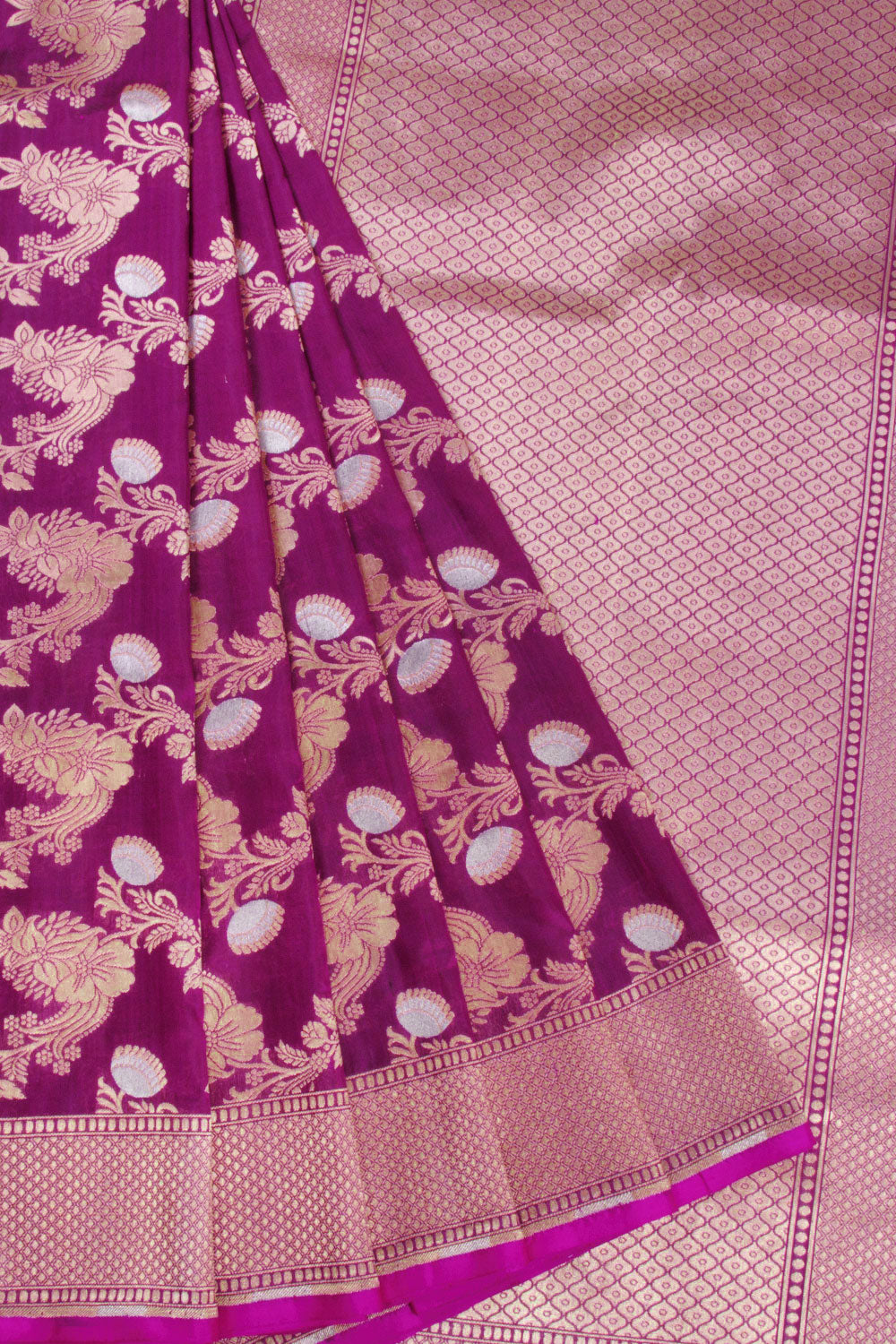 Purple Handloom Banarasi Katan Silk Saree 10069399 - Avishya