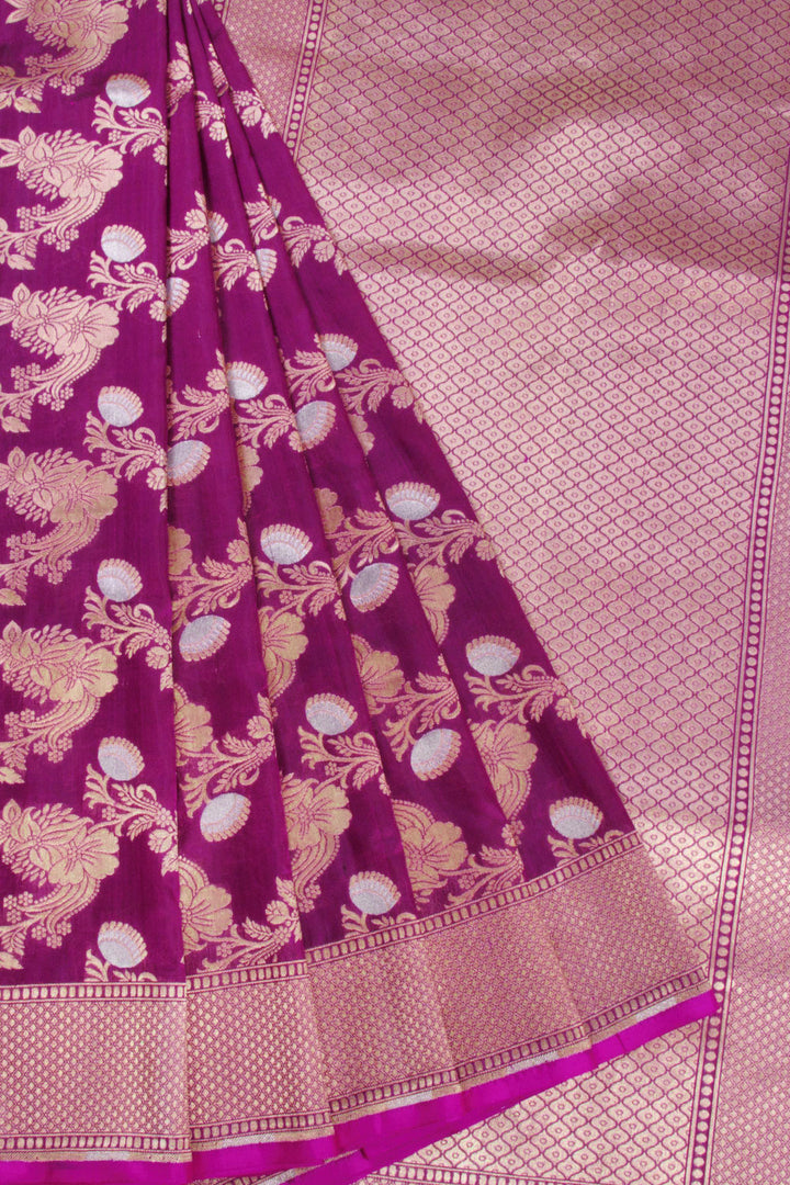Purple Handloom Banarasi Katan Silk Saree 10069399 - Avishya