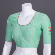 Green Embroidered Cotton Blouse 10069441 - Avishya