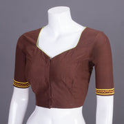 Brown Embroidered Cotton Blouse 10069442 - Avishya