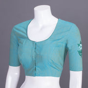 Blue Embroidered Cotton Blouse 10069446 - Avishya