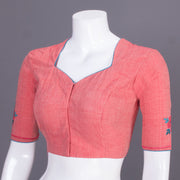 Peach Embroidered Cotton Blouse 10069452 - Avishya