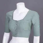 Green Embroidered Cotton Blouse 10069455 - Avishya