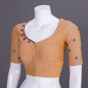 Brown Embroidered Cotton Blouse 10069458 - Avishya