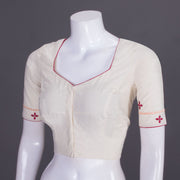 White Embroidered Cotton Blouse 10069459 - Avishya