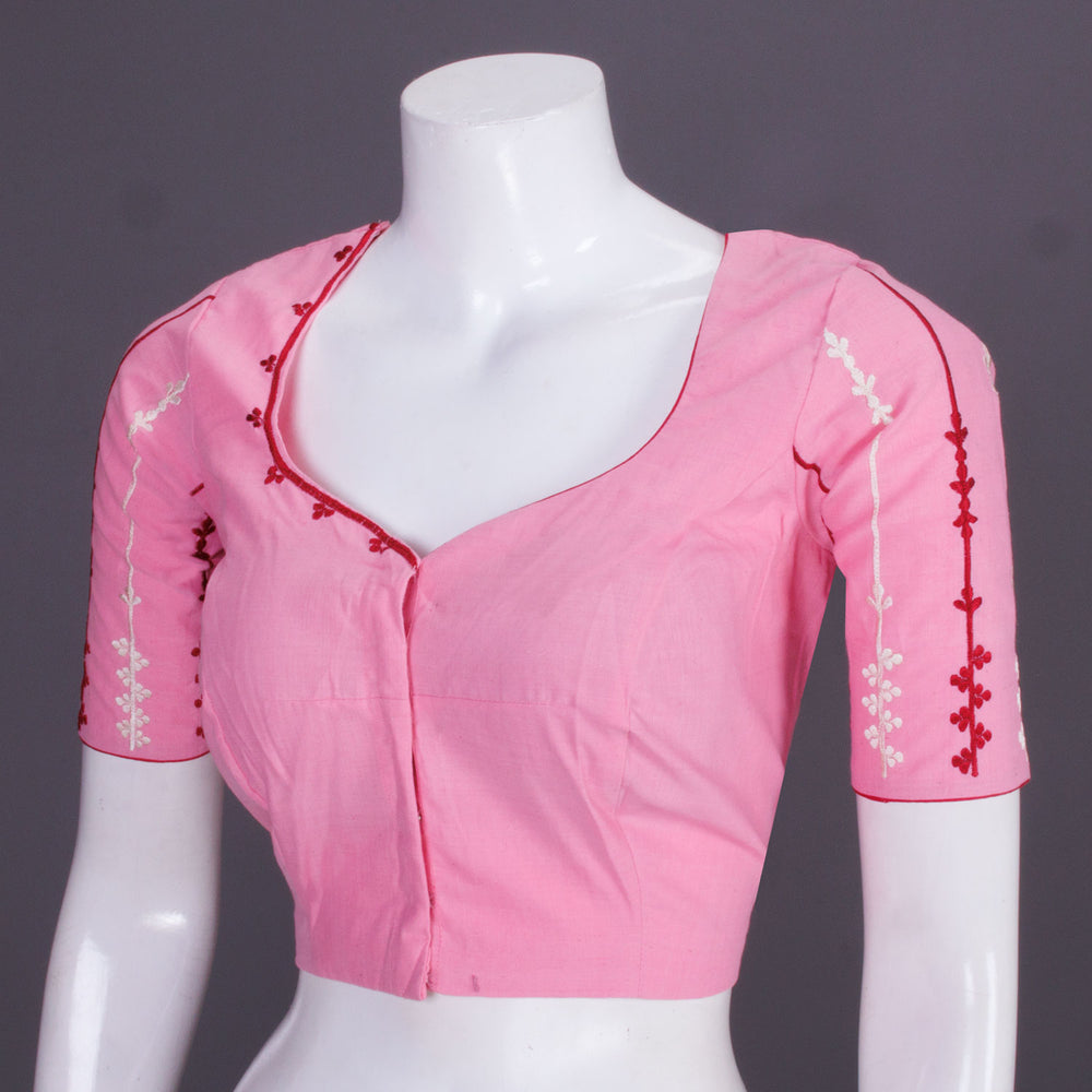 Pink Embroidered Cotton Blouse 10069460 - Avishya