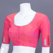Peach Embroidered Cotton Blouse 10069465 - Avishya