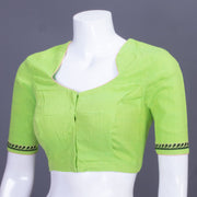 Green Embroidered Cotton Blouse 10069466 - Avishya