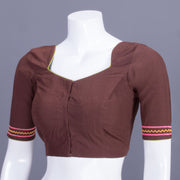 Brown Embroidered Cotton Blouse 10069471 - Avishya