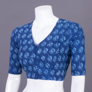 Blue Indigo Handblock Printed Cotton Blouse Without Lining 10069488 - Avishya