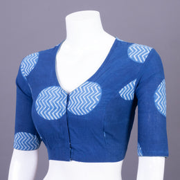 Blue Indigo Handblock Printed Cotton Blouse Without Lining 10069490 - Avishya