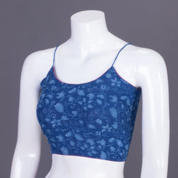 Blue Indigo Handblock Printed Cotton Blouse Without Lining 10069498 - Avishya
