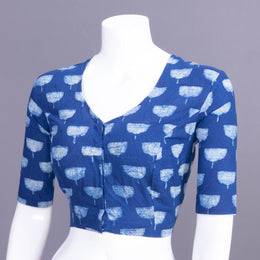 Blue Indigo Handblock Printed Cotton Blouse Without Lining 10069506 - Avishya