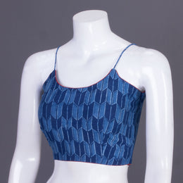 Blue Indigo Handblock Printed Cotton Blouse Without Lining 10069517 - Avishya