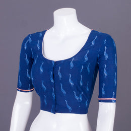 Blue Indigo Handblock Printed Cotton Blouse Without Lining 10069521 - Avishya