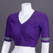 Purple Kantha Embroidered Cotton Blouse 10069527 - Avishya