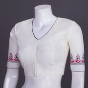 Cream Kantha Embroidered Cotton Blouse 10069540 - Avishya