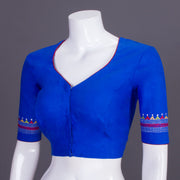 Blue Kantha Embroidered Cotton Blouse 10069547 - Avishya