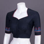 Black Kantha Embroidered Cotton Blouse 10069553 - Avishya
