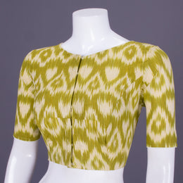 Green Handcrafted Ikat Cotton Blouse 10069578 - Avishya