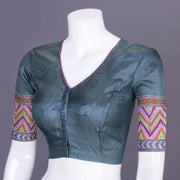 Grey Kantha Embroidered Tussar Silk Blouse 10069752 - Avishya