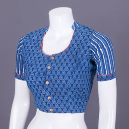 Blue Handblock Printed Cotton Blouse 10069761 - Avishya
