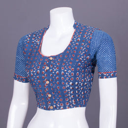 Blue Handblock Printed Cotton Blouse 10069762 - Avishya