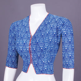 Blue Handblock Printed Cotton Blouse 10069764 - Avishya
