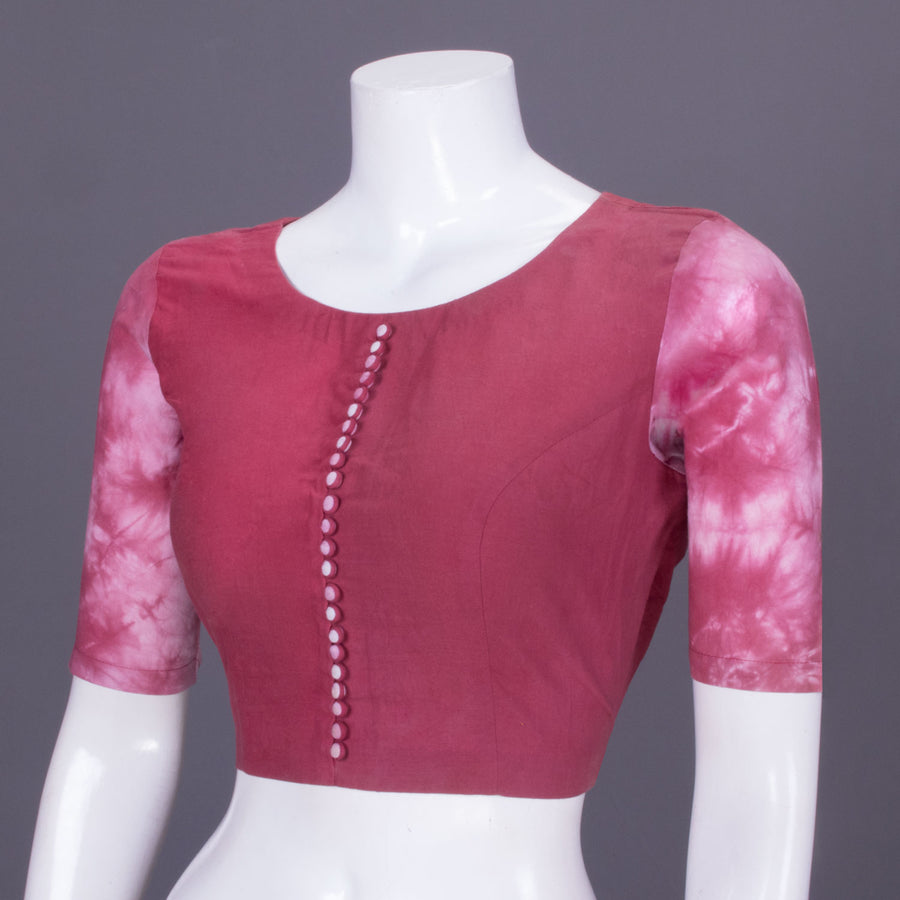 Rouge Pink Shibori Cotton Blouse 10069766 - Avishya
