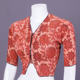 Rust Red Handblock Printed Cotton Blouse 10069772 - Avishya
