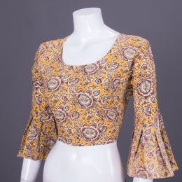 Yellow Handblock Printed Cotton Blouse 10069777 - Avishya