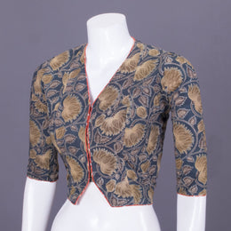 Blue Handblock Printed Cotton Blouse 10069781 - Avishya